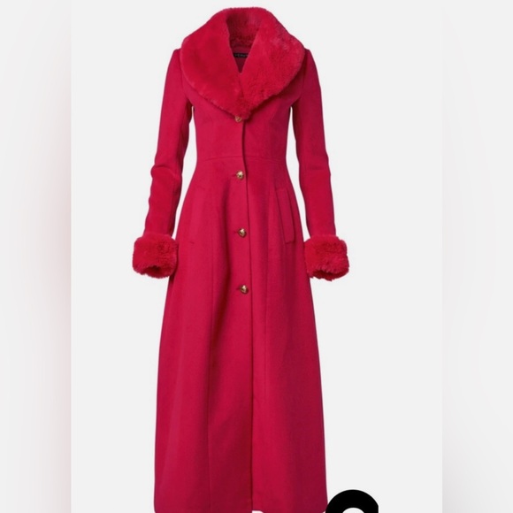 Venus Faux Wool A-Line Maxi Glam Coat – Vibrant Red – Size 6 – NWOT - Picture 8 of 14